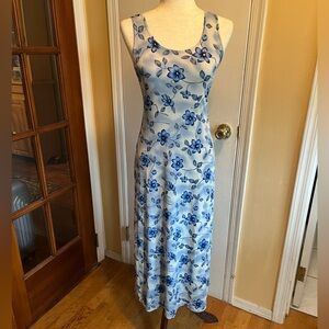 Vintage Blue Floral Lightweight Maxi Dress